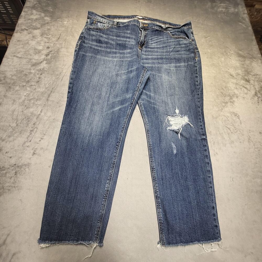 Old Navy Jeans Womens 18 Blue‎ Boyfriend Mid Rise Relaxed Distressed 5-Pocket